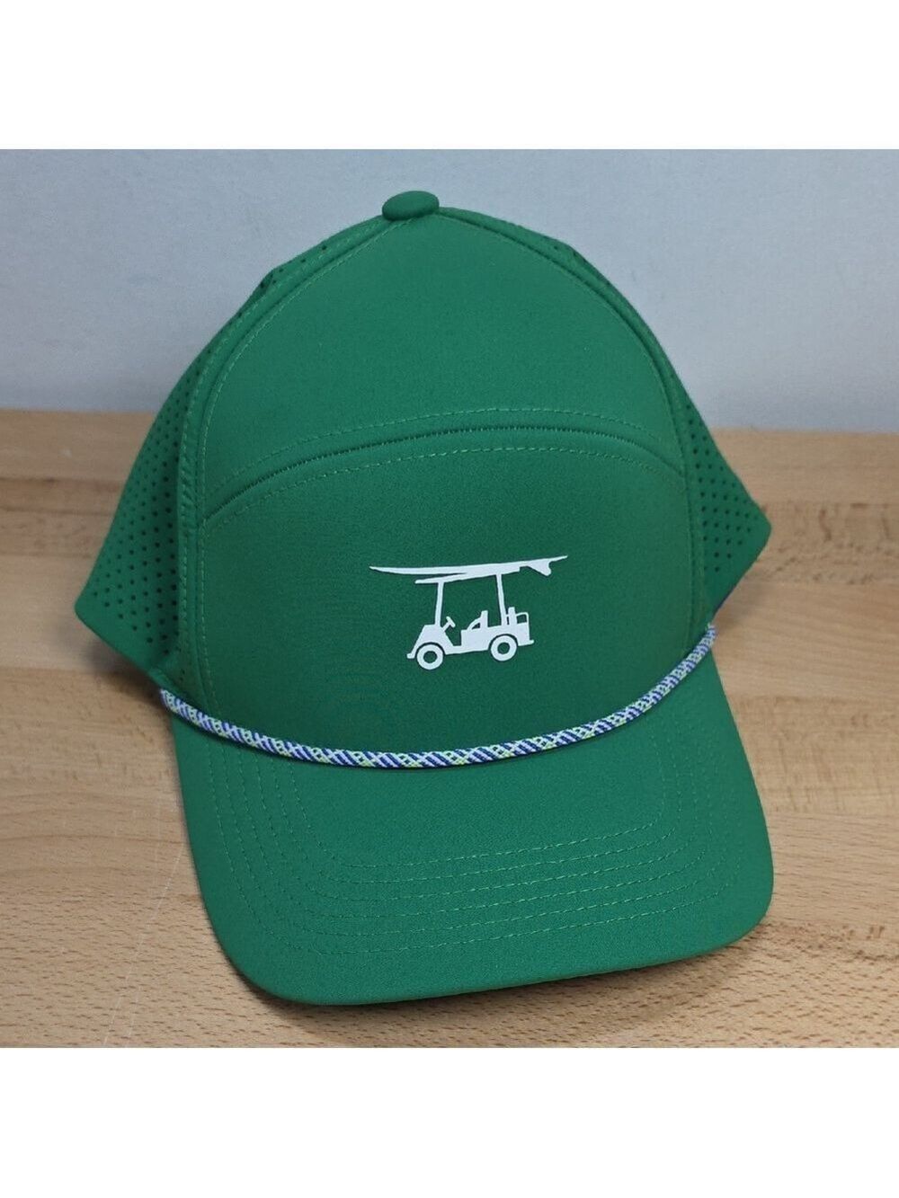 Bald Head Blues. Head Green Hat with Golf Cart Design Small